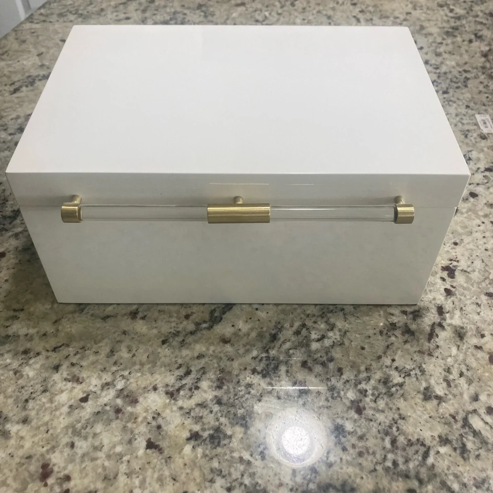 Kendra Scott Medium Jewelry Box Bright Brass White GUC No longer made